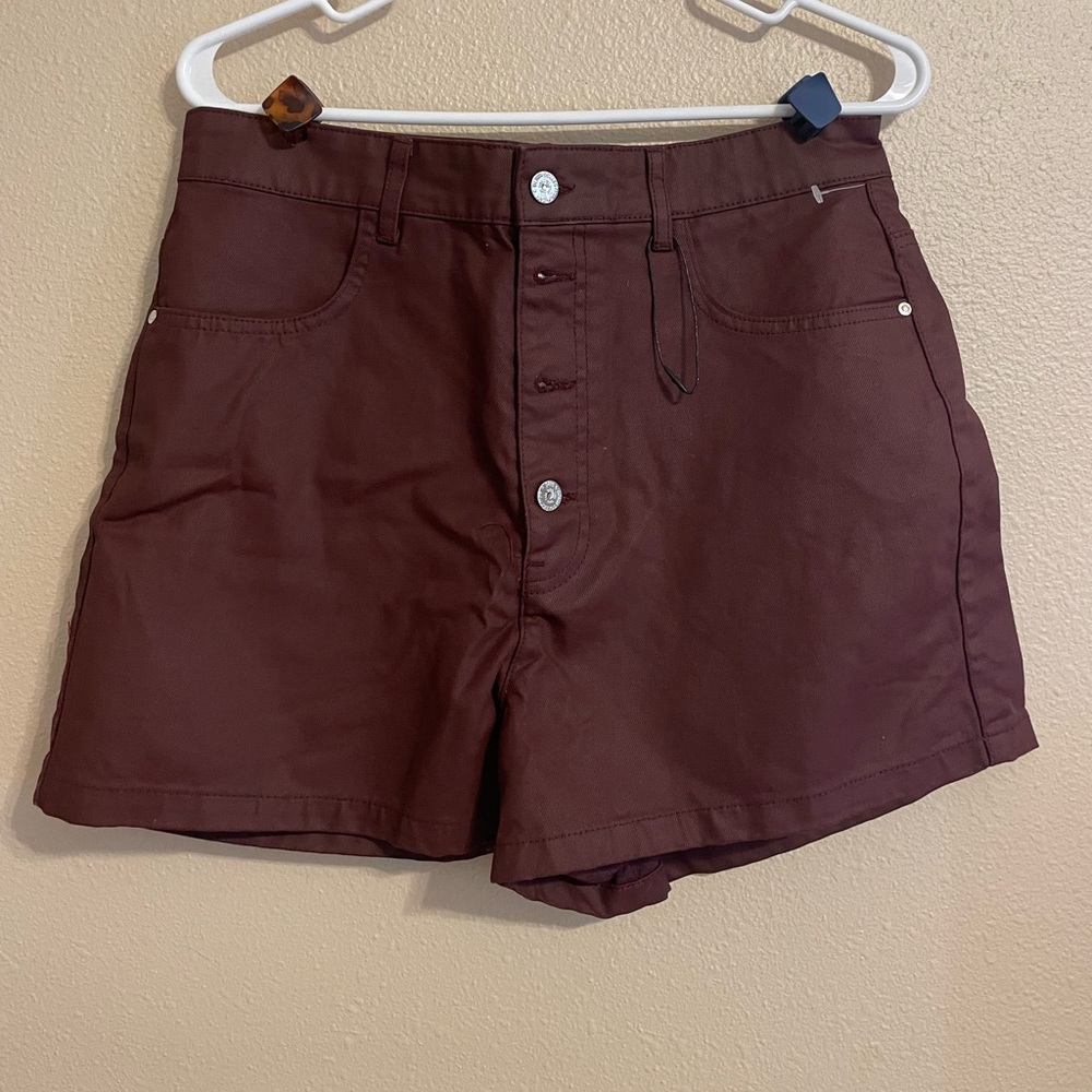 Zara leather maroon shorts